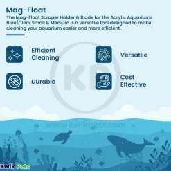 Mag-Float Scraper Holder & Blade for the Acrylic Aquariums Blue/Clear Small & Medium