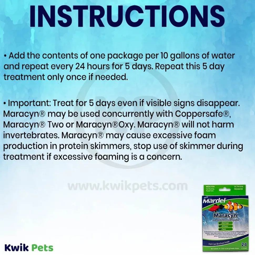 Mardel Maracyn Antibacterial Medication 24 Count 0.021-oz
