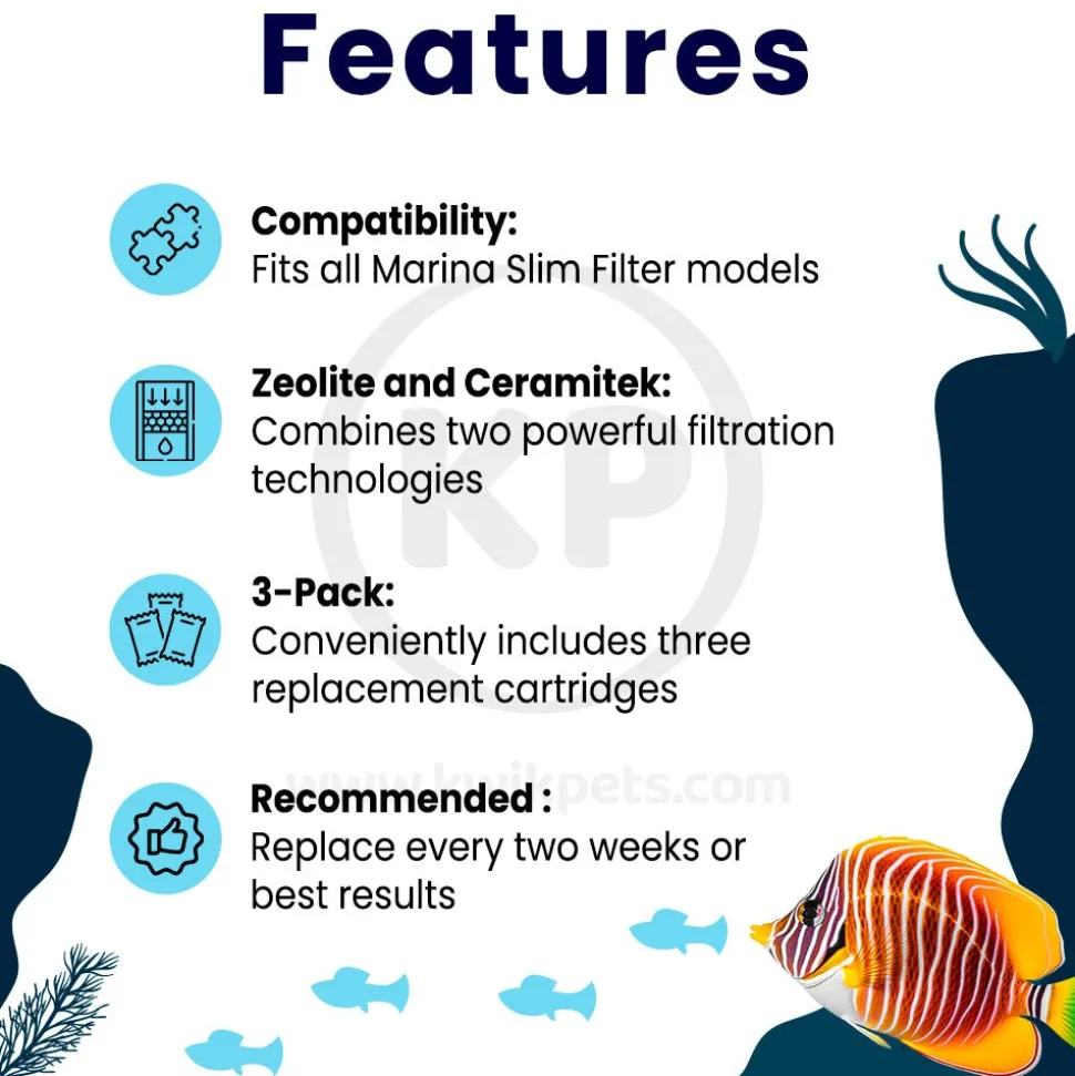 Marina Bio-Clear Zeolite Slim Filter Cartridge for Aquarium 3 Count