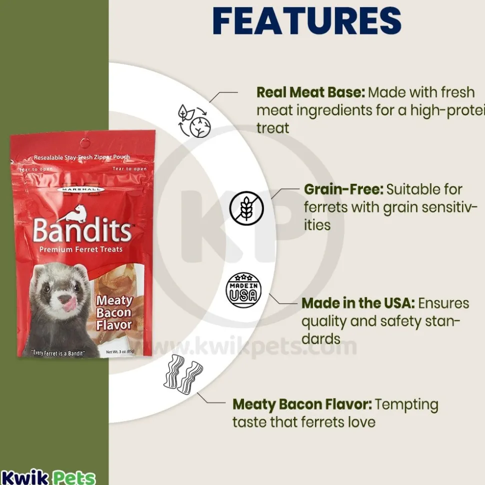 Marshall Pet Products Bandits Premium Ferret Treats Meaty Bacon 3-oz
