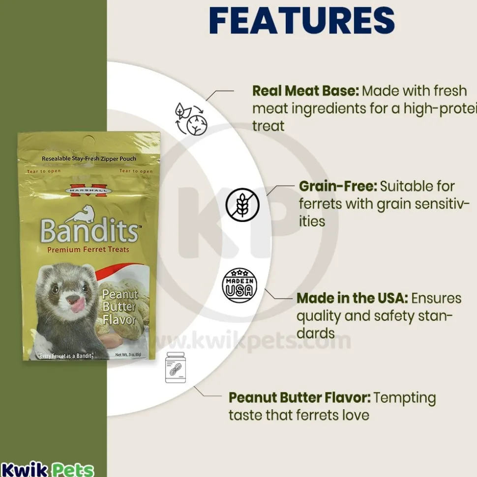 Marshall Pet Products Bandits Premium Ferret Treats Peanut Butter 3-oz