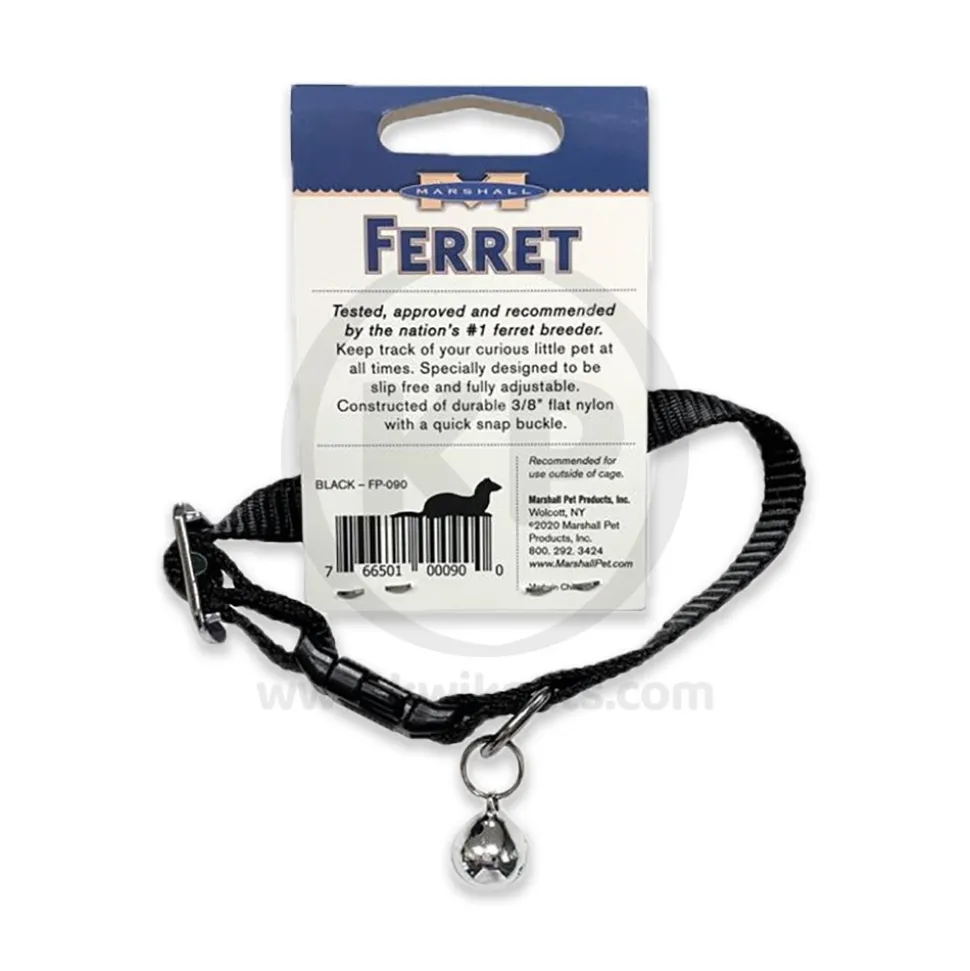 Marshall Pet Products Ferret Bell Collar Black 3/8-in