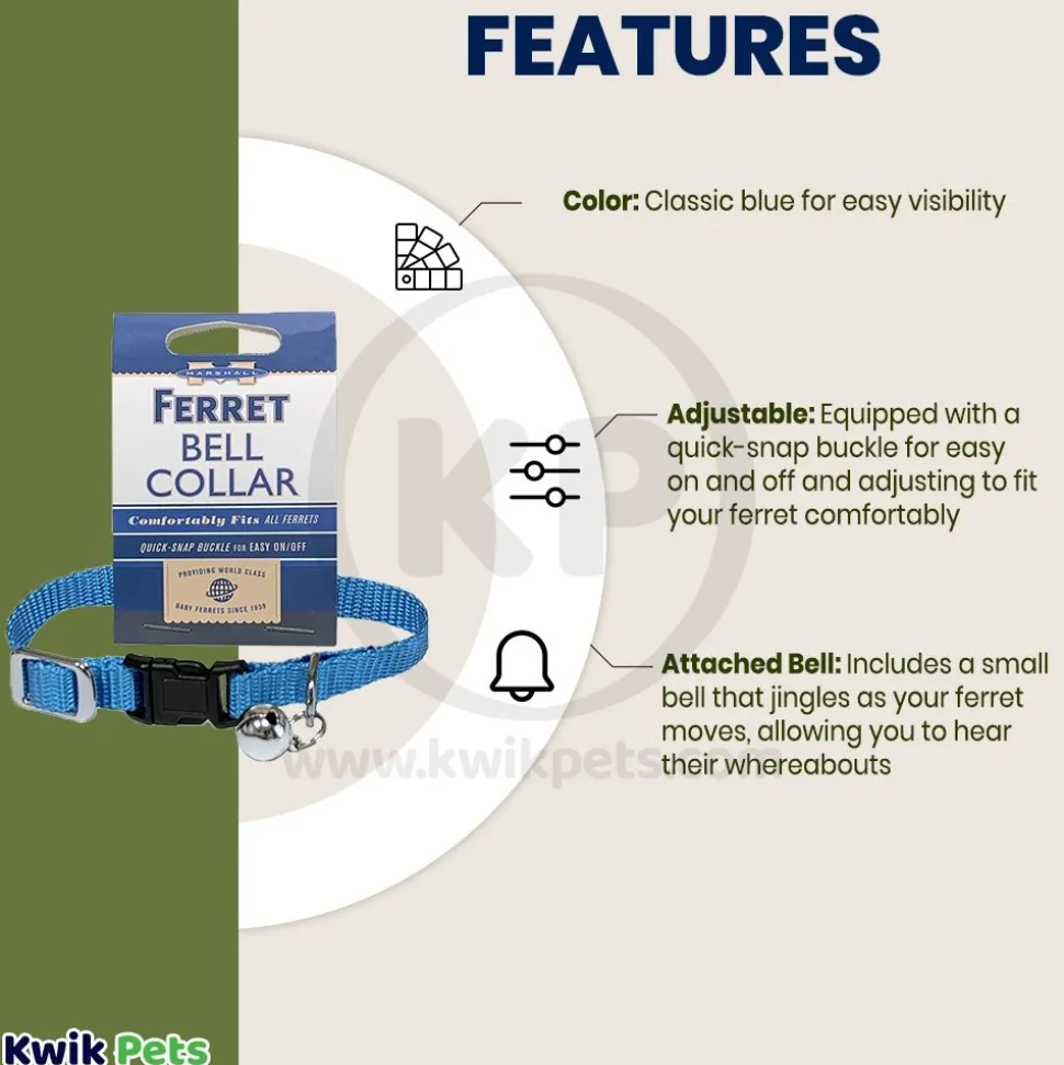 Marshall Pet Products Ferret Bell Collar Blue 3/8-in