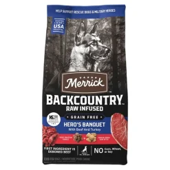 Merrick Backcountry Grain Free Freeze-Dried Raw Dry Dog Food Hero's Banquet with Beef & Turkey Recipe 4-lb