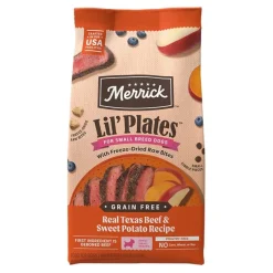 Merrick Lil’ Plates Grain-Free Freeze-Dried Raw Small Breed Adult Dry Dog Food Real Texas Beef & Sweet Potato Recipe 4-lb