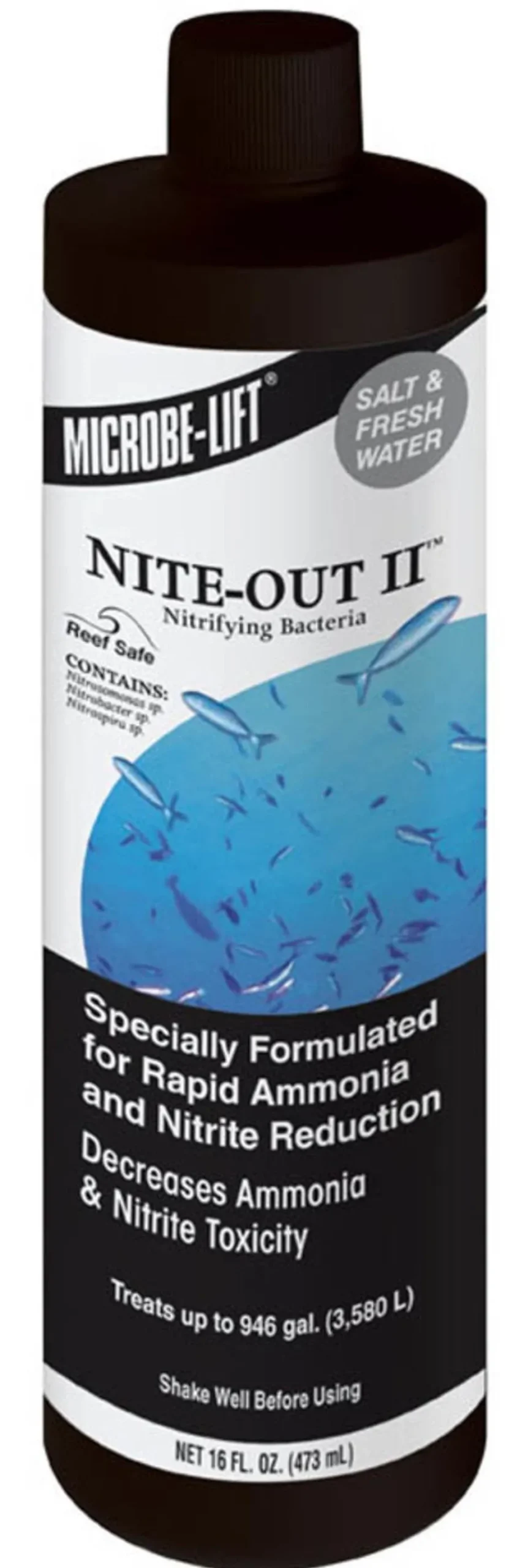 Microbe-Lift Nite-Out II Fresh & Saltwater Aquarium Starter Bacterial Treatment 16-oz