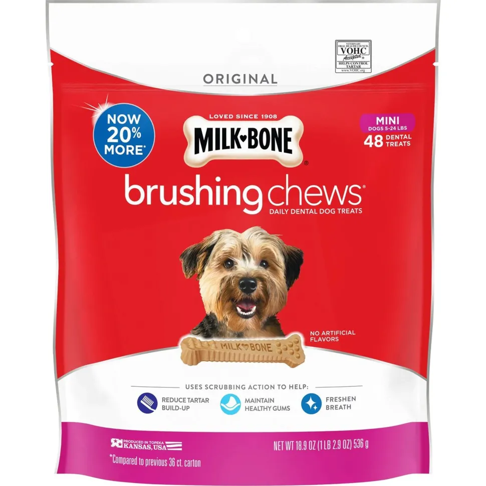 Milk-Bone Brushing Chews Dental Dog Treat Original Extra Small 5-24 lbs 48 Count 18.9-oz