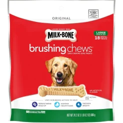 Milk-Bone Brushing Chews Dental Dog Treat Original Large 50+lbs 18 Count 24.2-oz