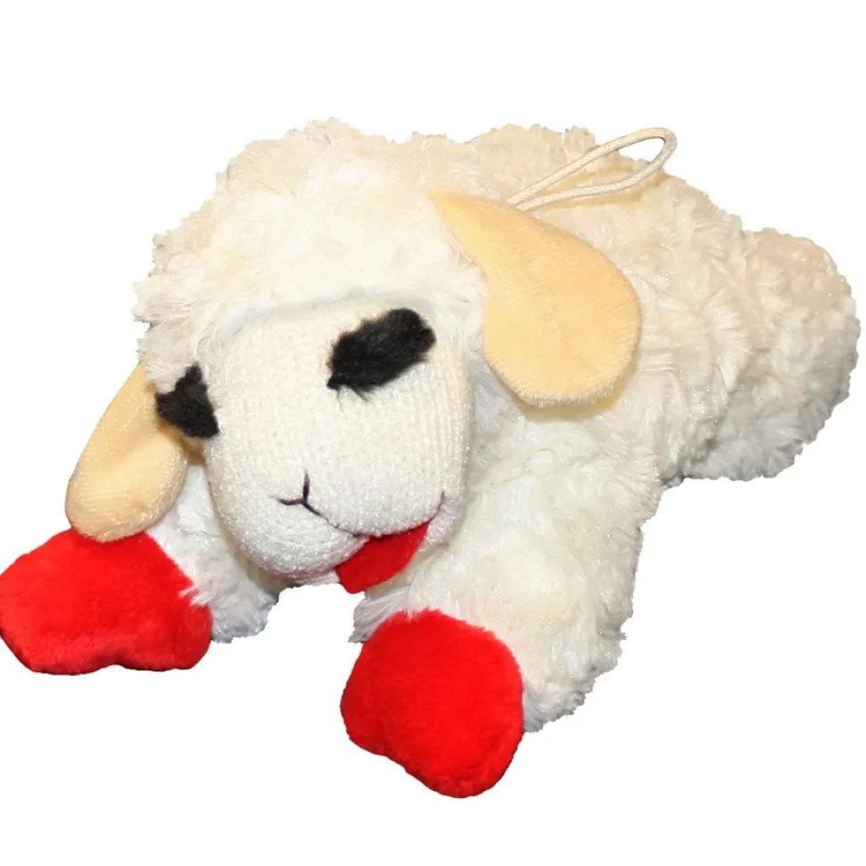 Multipet Lamb Chop Plush Dog Toy White Medium 10-in
