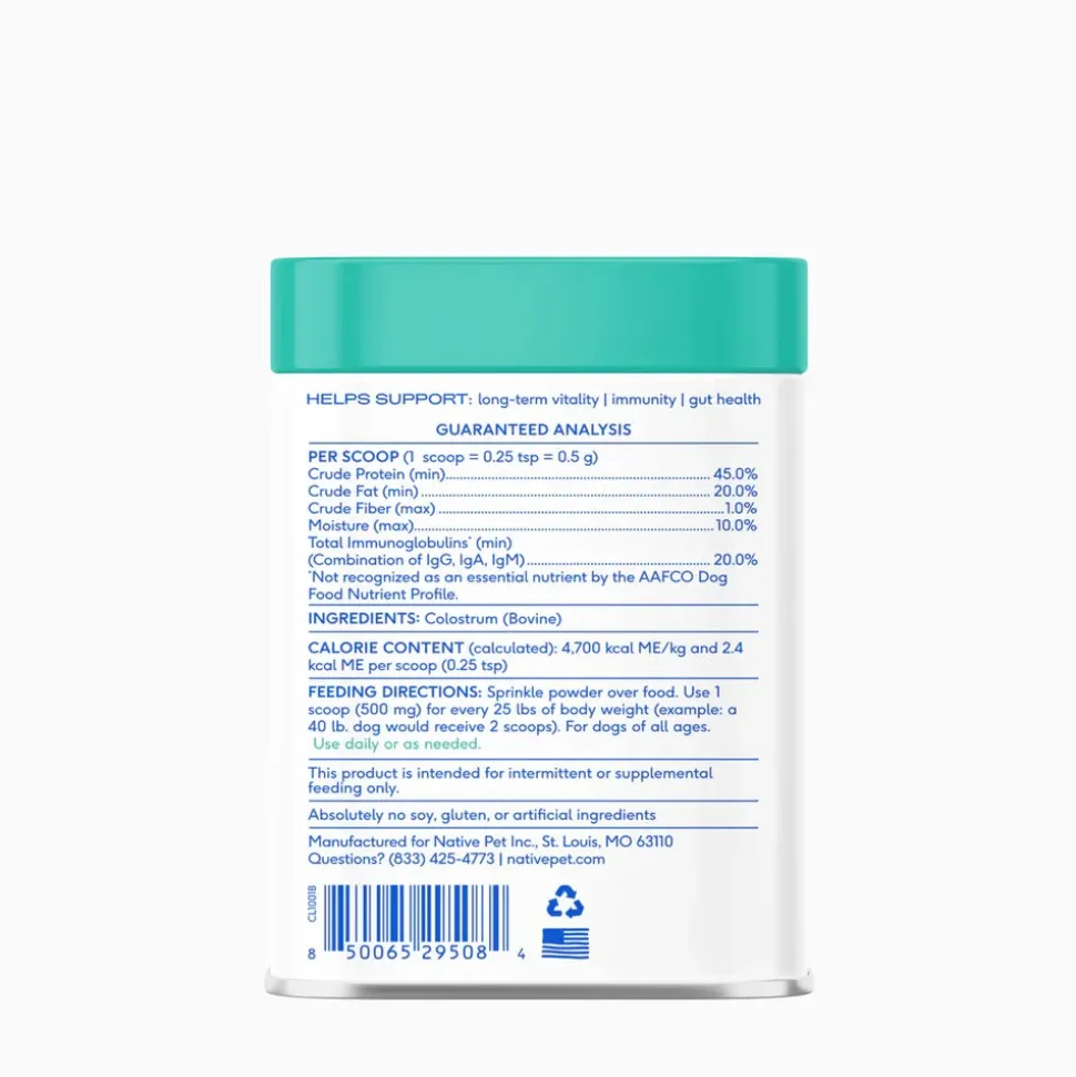 Native Pet Colostrum Immune System Powder Supplement for Dogs 2.2-oz