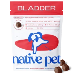 Native Pet Cranberry Bladder Chews Kidney & Urinary Supplement for Dogs 30 Count