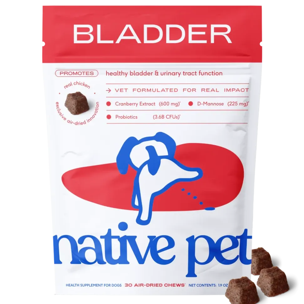 Native Pet Cranberry Bladder Chews Kidney & Urinary Supplement for Dogs 30 Count