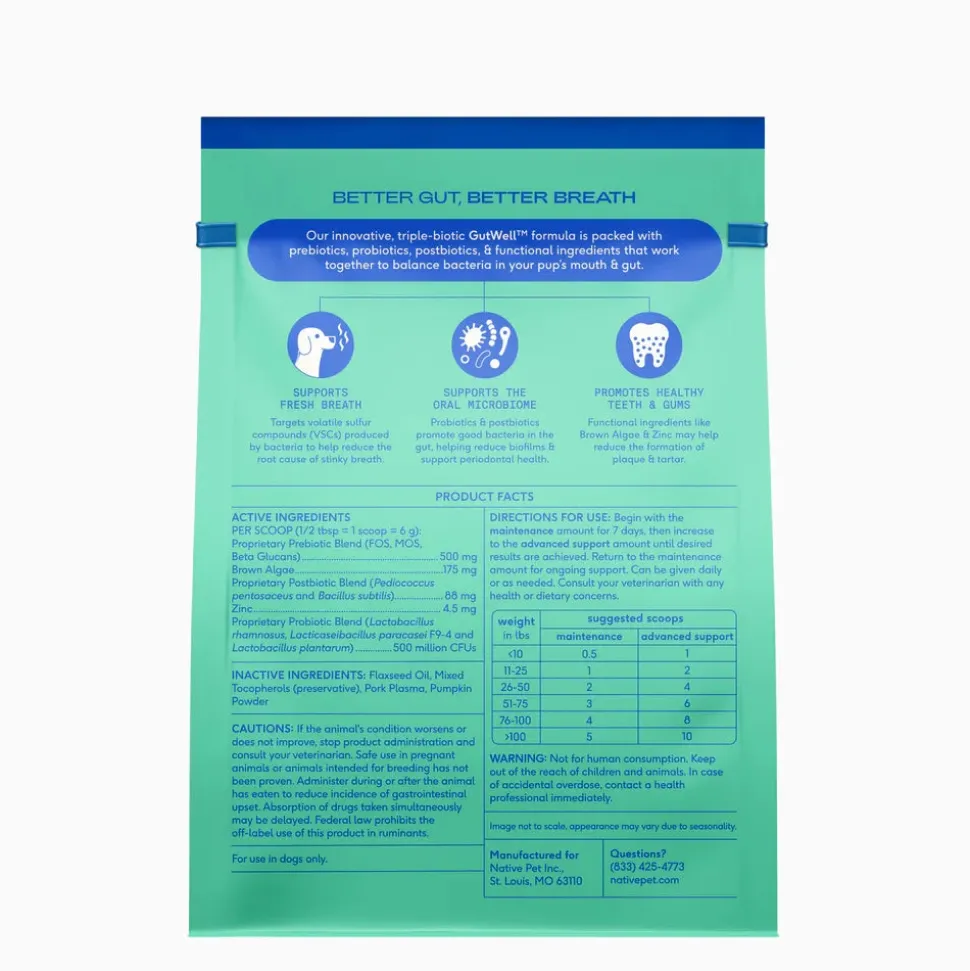 Native Pet Gutwell Clean Breath Dog Dental Care Supplement 12.7-oz