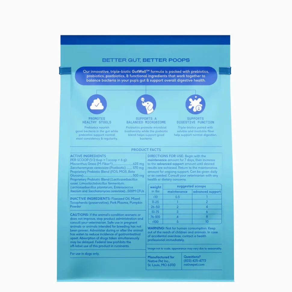 Native Pet Gutwell Power Poop Digestion Support Supplement for Dogs 12.7-oz