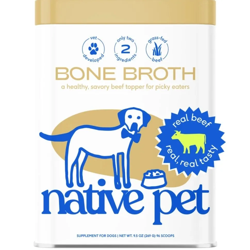 Native Pet Organic Beef Bone Broth Powder Grain-Free Dog Food Topper 9.5-oz