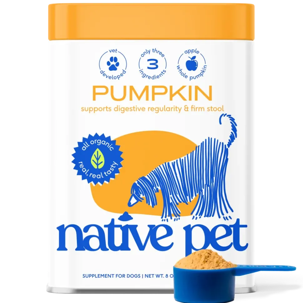 Native Pet Organic Pumpkin Fiber Powder Digestive Supplement for Dogs 8-oz