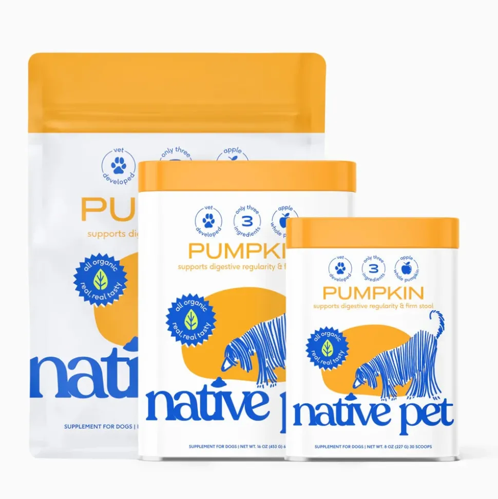 Native Pet Organic Pumpkin Fiber Powder Digestive Supplement for Dogs 8-oz
