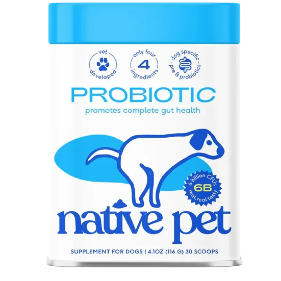 Native Pet Probiotic Vet-Formulated Powder Digestive Supplement for Dogs 4.1-oz