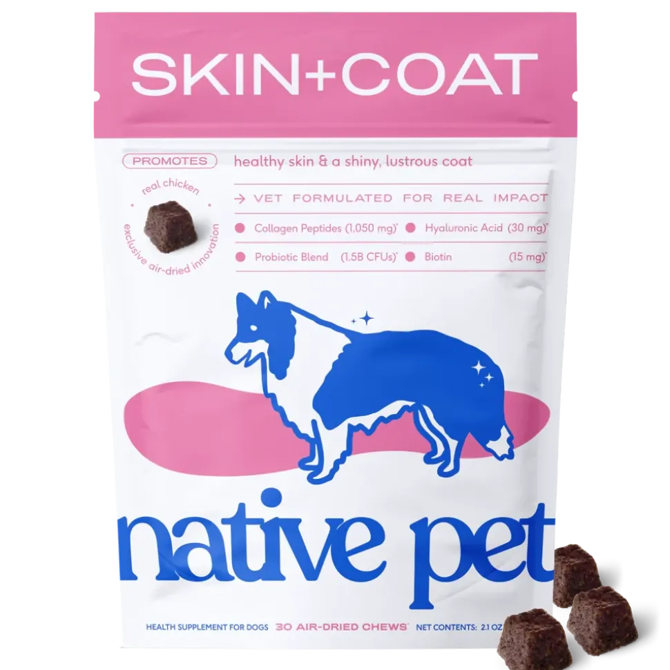 Native Pet Skin & Coat Chews Supplement for Dogs 30 Count