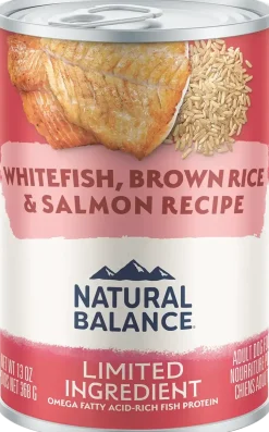 Natural Balance Pet Foods Limited Ingredient Canned Dog Food Whitefish Brown Rice & Salmon 13-oz
