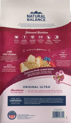 Natural Balance Pet Foods Original Ultra Broth Coated Adult Dry Cat Food Chicken Meal & Salmon Meal 15-lb