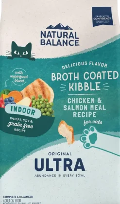 Natural Balance Pet Foods Original Ultra Broth Coated Indoor Grain Free Dry Cat Food Chicken & Salmon 6-lb