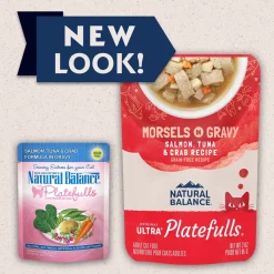 Natural Balance Pet Foods Original Ultra Platefulls Morsels in Gravy Wet Cat Food Salmon Tuna & Crab 3-oz