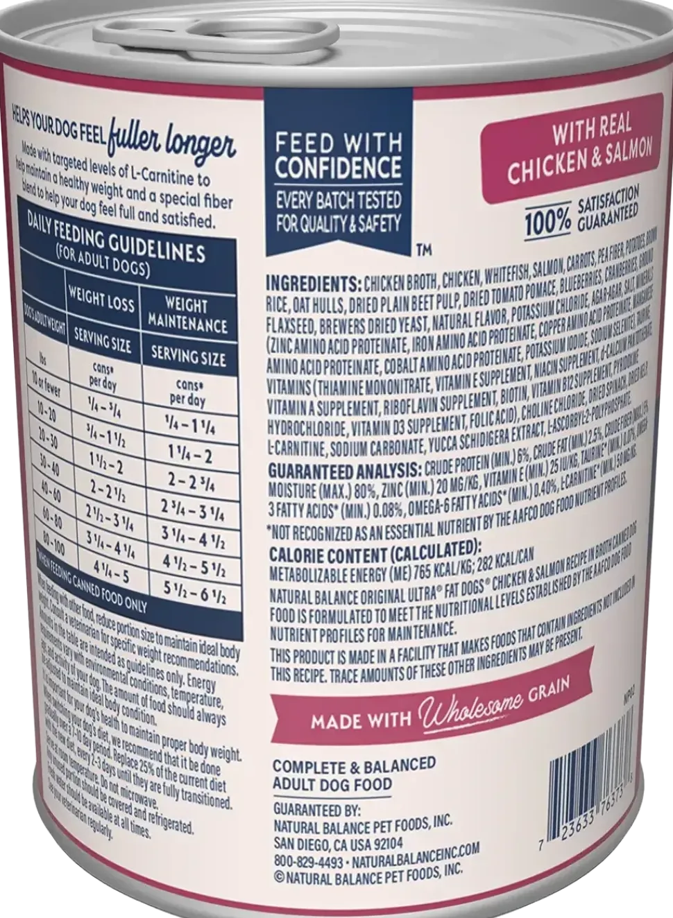 Natural Balance Pet Foods Original Ultra Fat Dogs Canned Dog Food Chicken & Salmon 13-oz