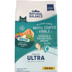 Natural Balance Pet Foods Original Ultra Broth Coated Indoor Grain Free Dry Cat Food Chicken & Salmon 15-lb
