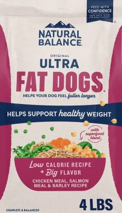 Natural Balance Pet Foods Original Ultra Fat Dogs Dry Food Chicken Meal Salmon Meal & Barley 4-lb