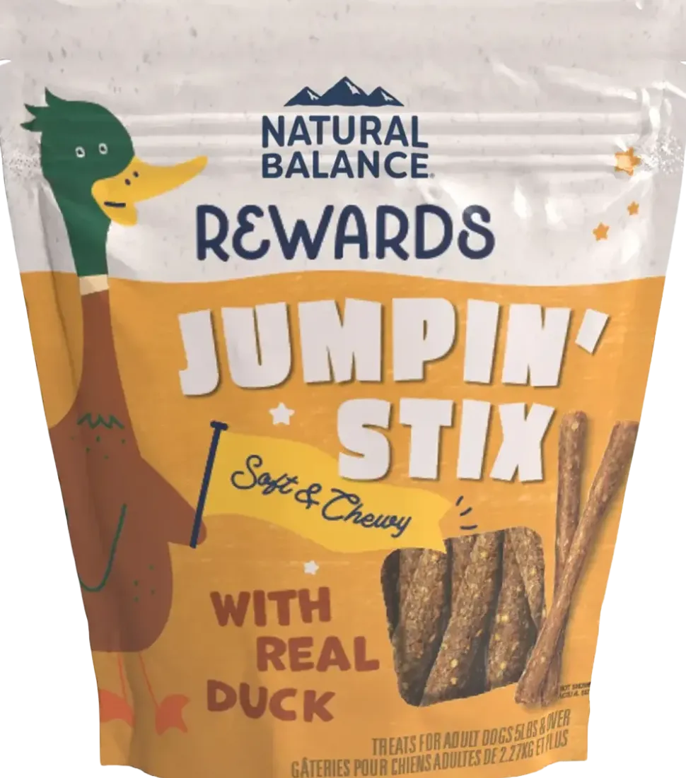 Natural Balance Pet Foods Rewards Jumpin' Stix Soft & Meaty Dog Treats Duck 10-oz