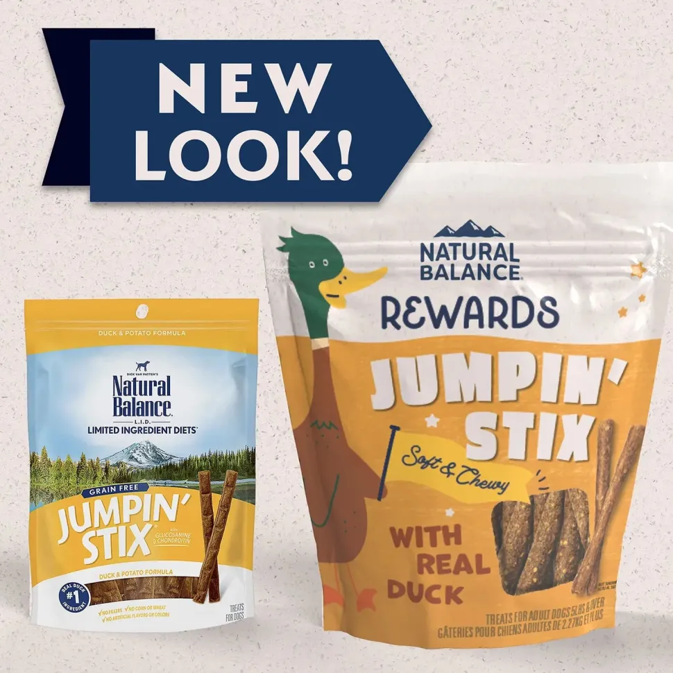 Natural Balance Pet Foods Rewards Jumpin' Stix Soft & Meaty Dog Treats Duck 10-oz