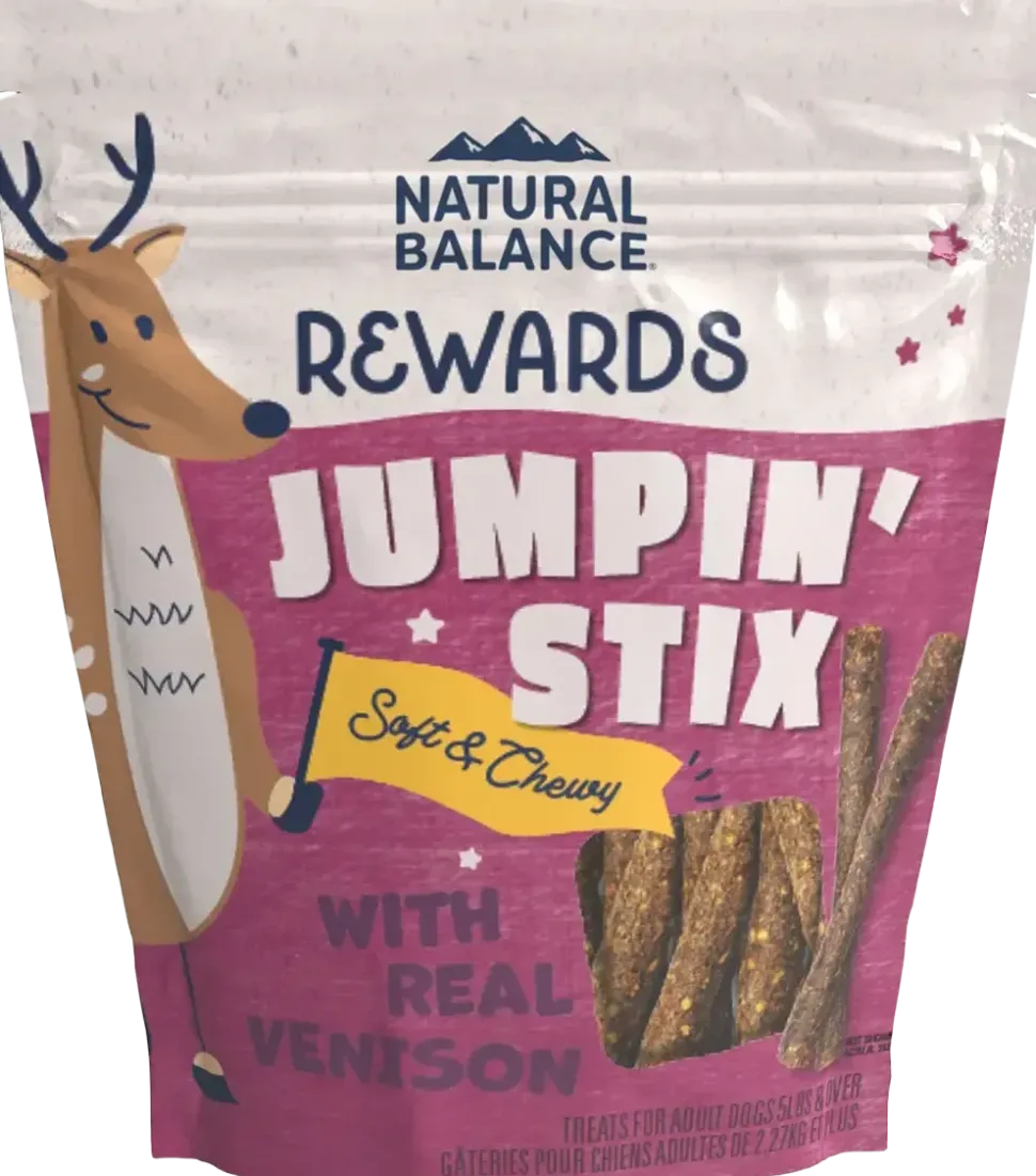 Natural Balance Pet Foods Rewards Jumpin' Stix Soft & Meaty Dog Treats Venison 4-oz