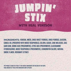 Natural Balance Pet Foods Rewards Jumpin' Stix Soft & Meaty Dog Treats Venison 4-oz
