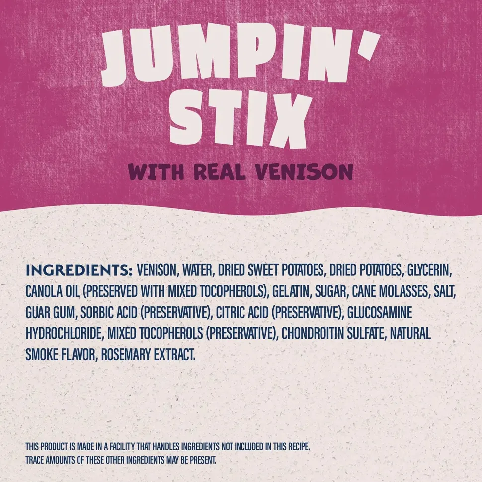 Natural Balance Pet Foods Rewards Jumpin' Stix Soft & Meaty Dog Treats Venison 4-oz