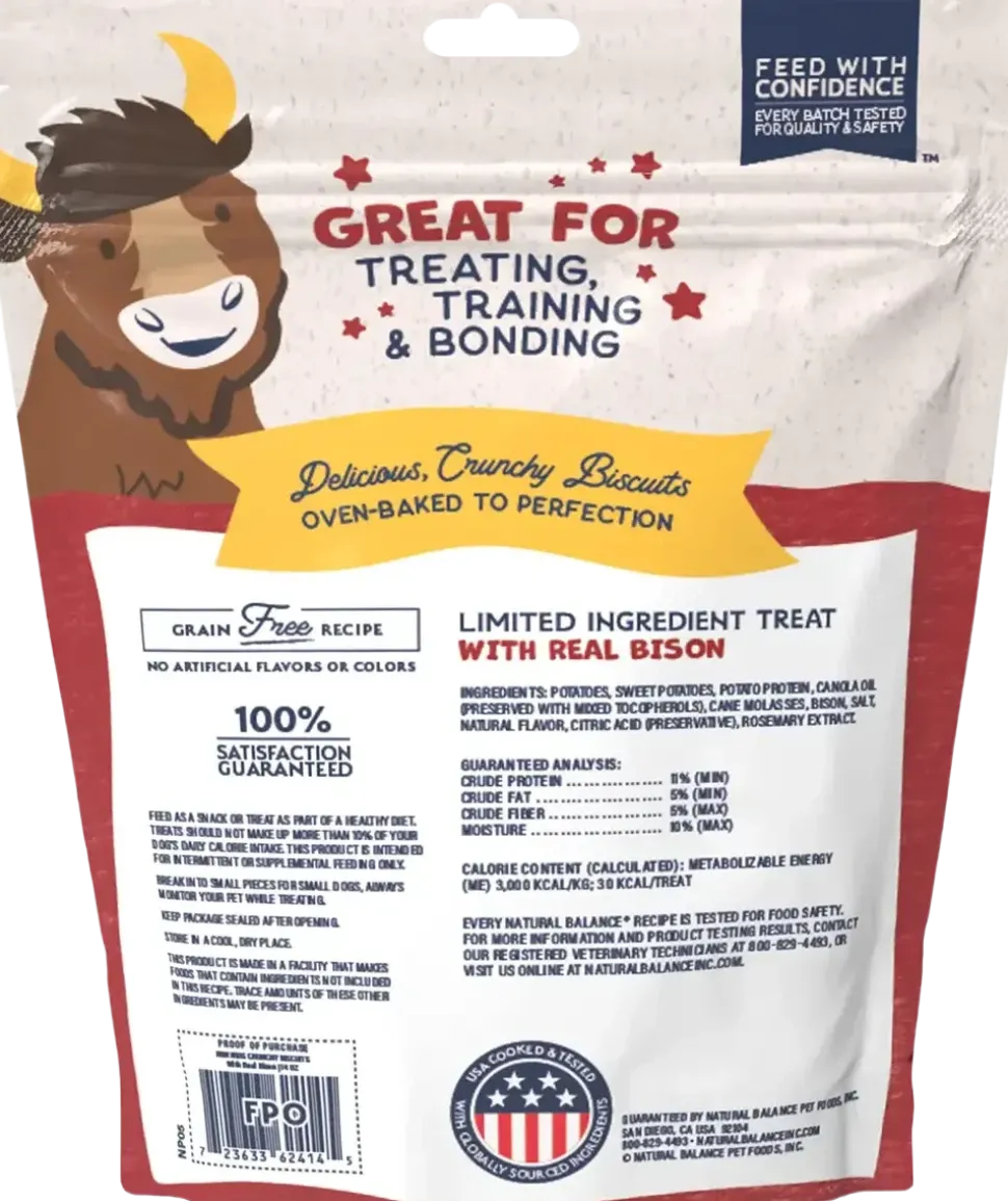 Natural Balance Pet Foods Rewards Crunchy Biscuits Dog Treats Bison 14-oz