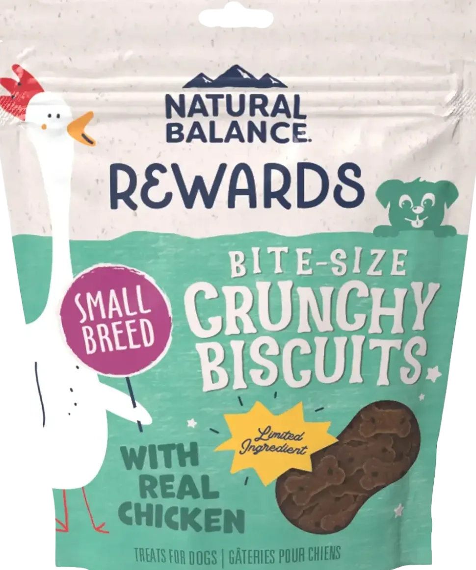 Natural Balance Pet Foods Rewards Bite-Size Crunchy Biscuits Small Breed Dog Treats Chicken 8-oz