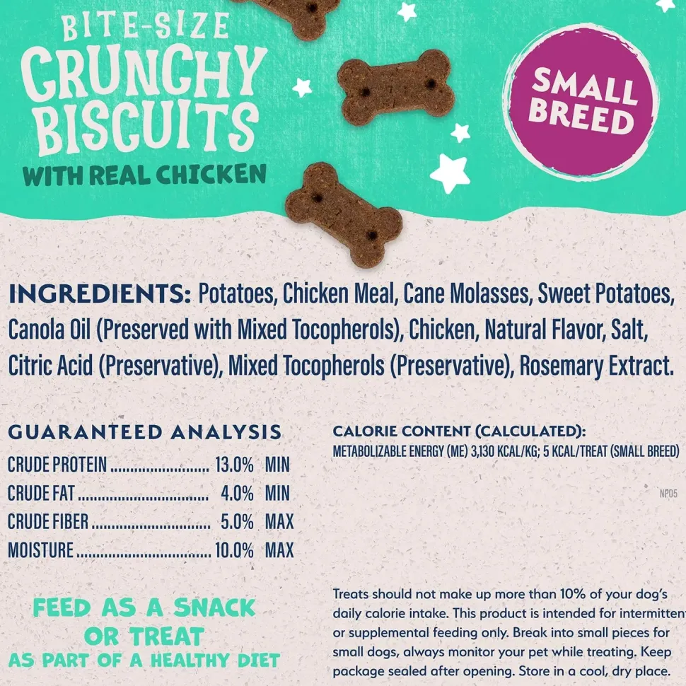 Natural Balance Pet Foods Rewards Bite-Size Crunchy Biscuits Small Breed Dog Treats Chicken 8-oz