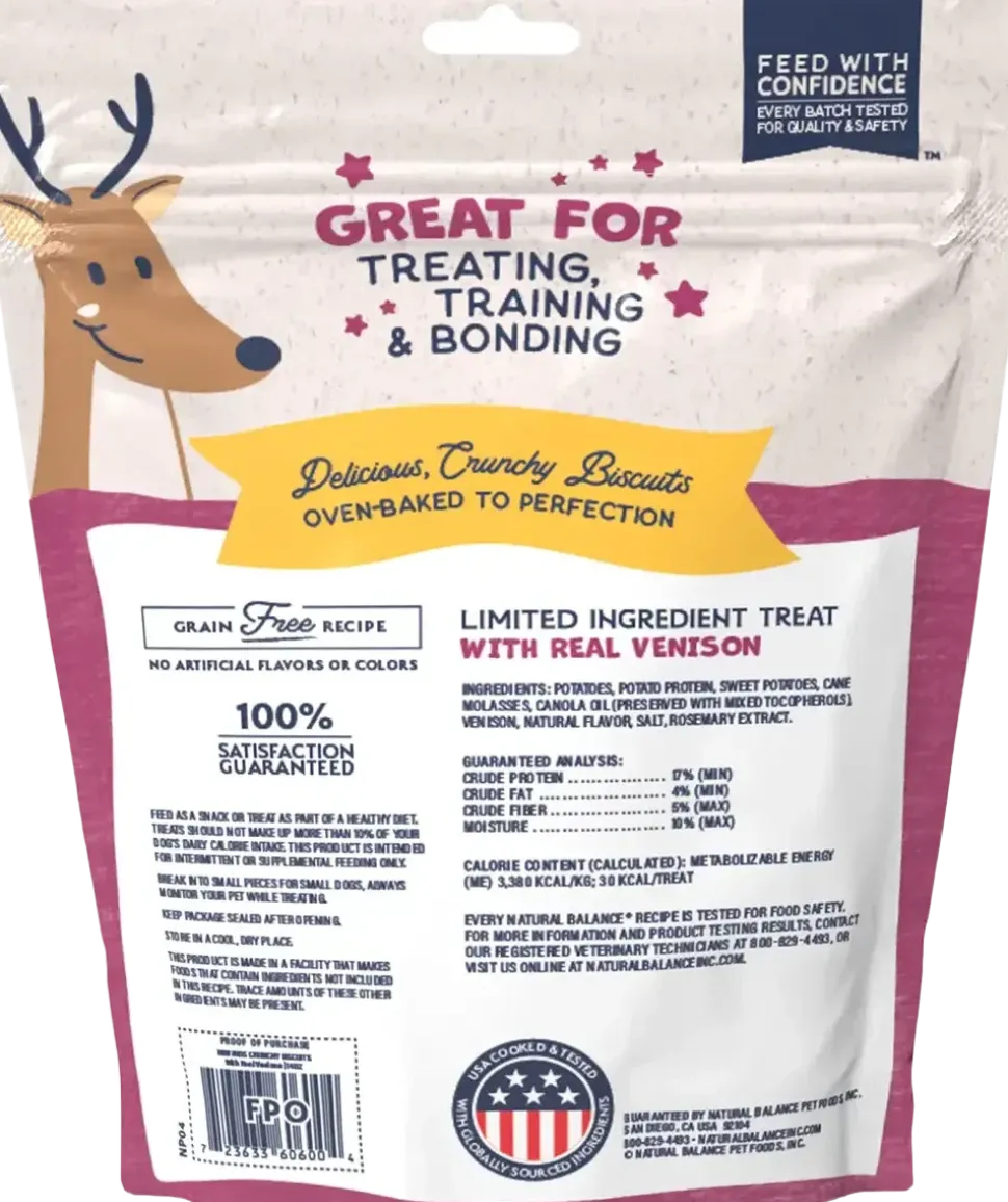 Natural Balance Pet Foods Rewards Crunchy Biscuits Dog Treats Venison 14-oz