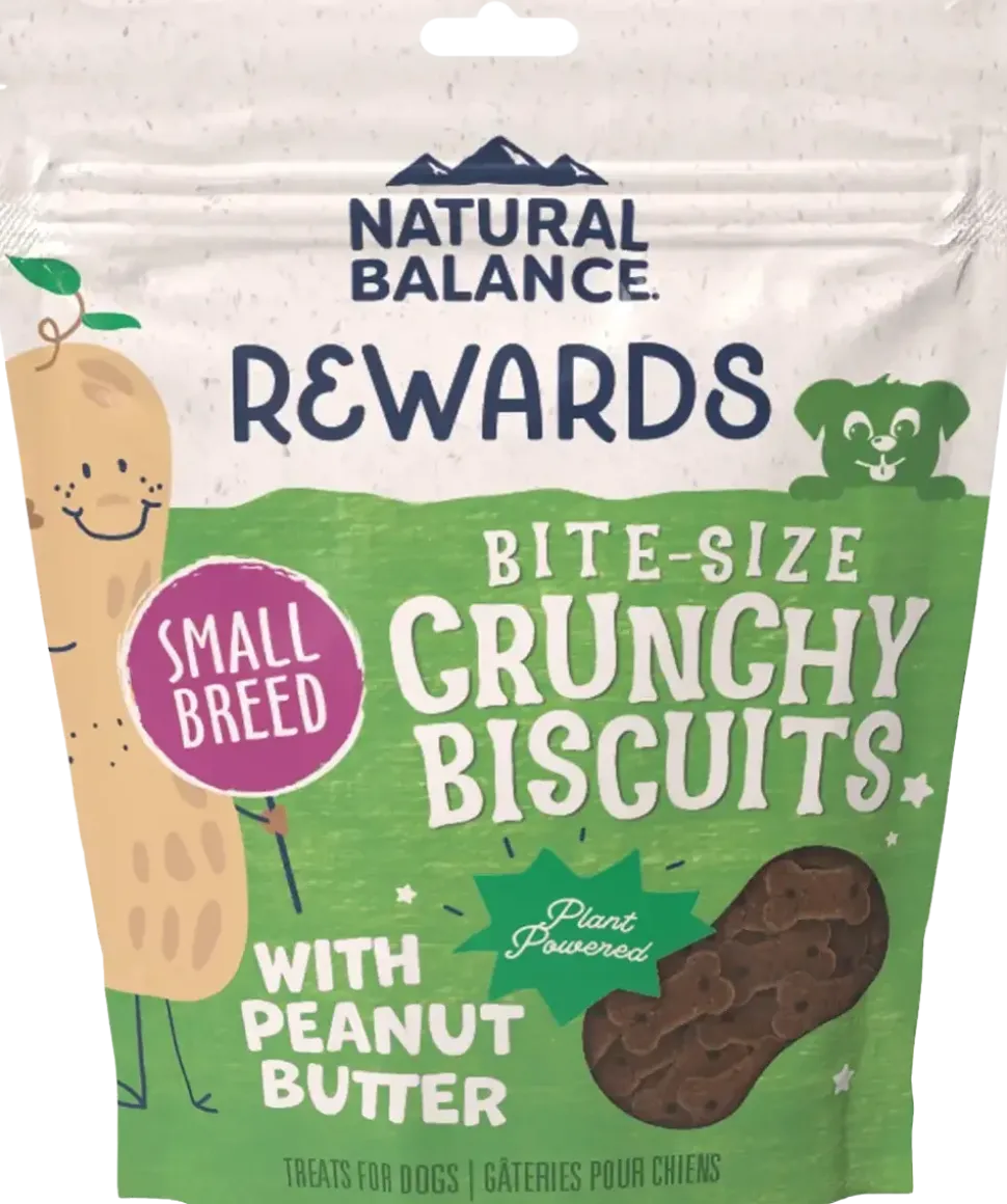 Natural Balance Pet Foods Rewards Bite-Size Crunchy Biscuits Small Breed Dog Treats Peanut Butter 8-oz