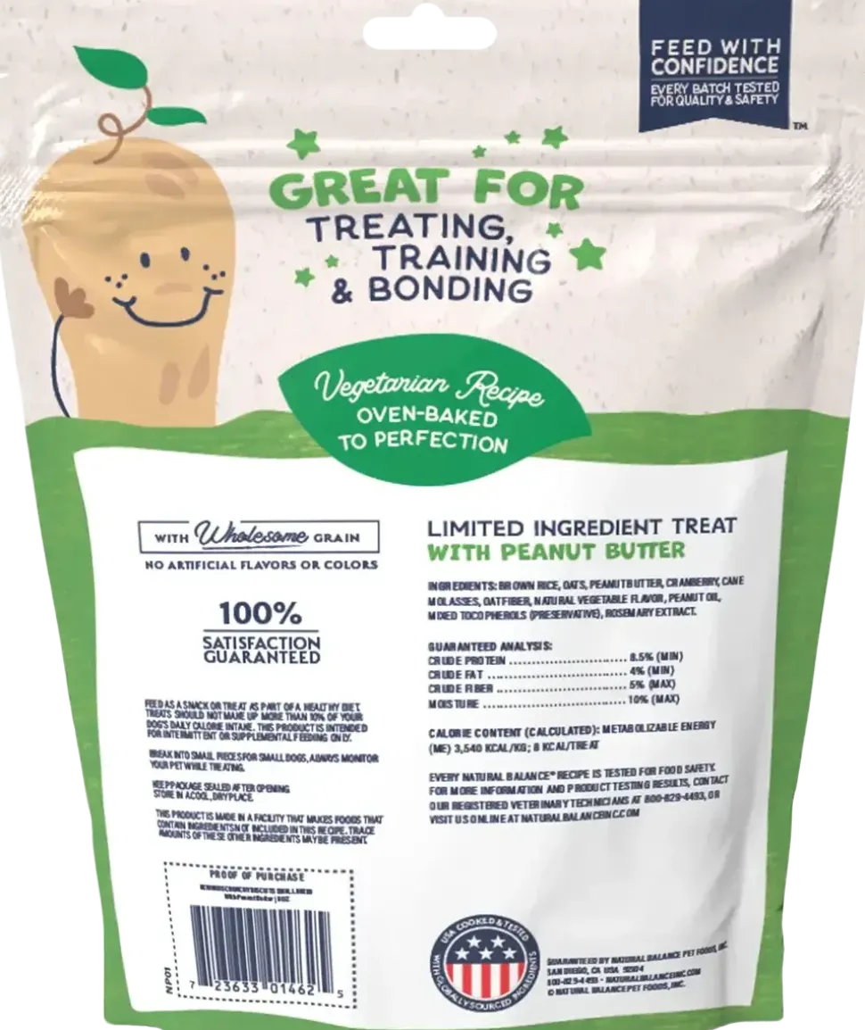 Natural Balance Pet Foods Rewards Bite-Size Crunchy Biscuits Small Breed Dog Treats Peanut Butter 8-oz