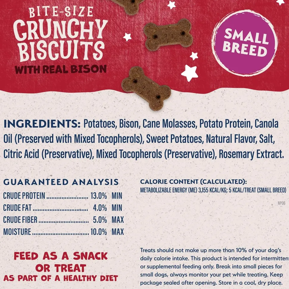 Natural Balance Pet Foods Rewards Bite-Size Crunchy Biscuits Small Breed Dog Treats Bison 8-oz