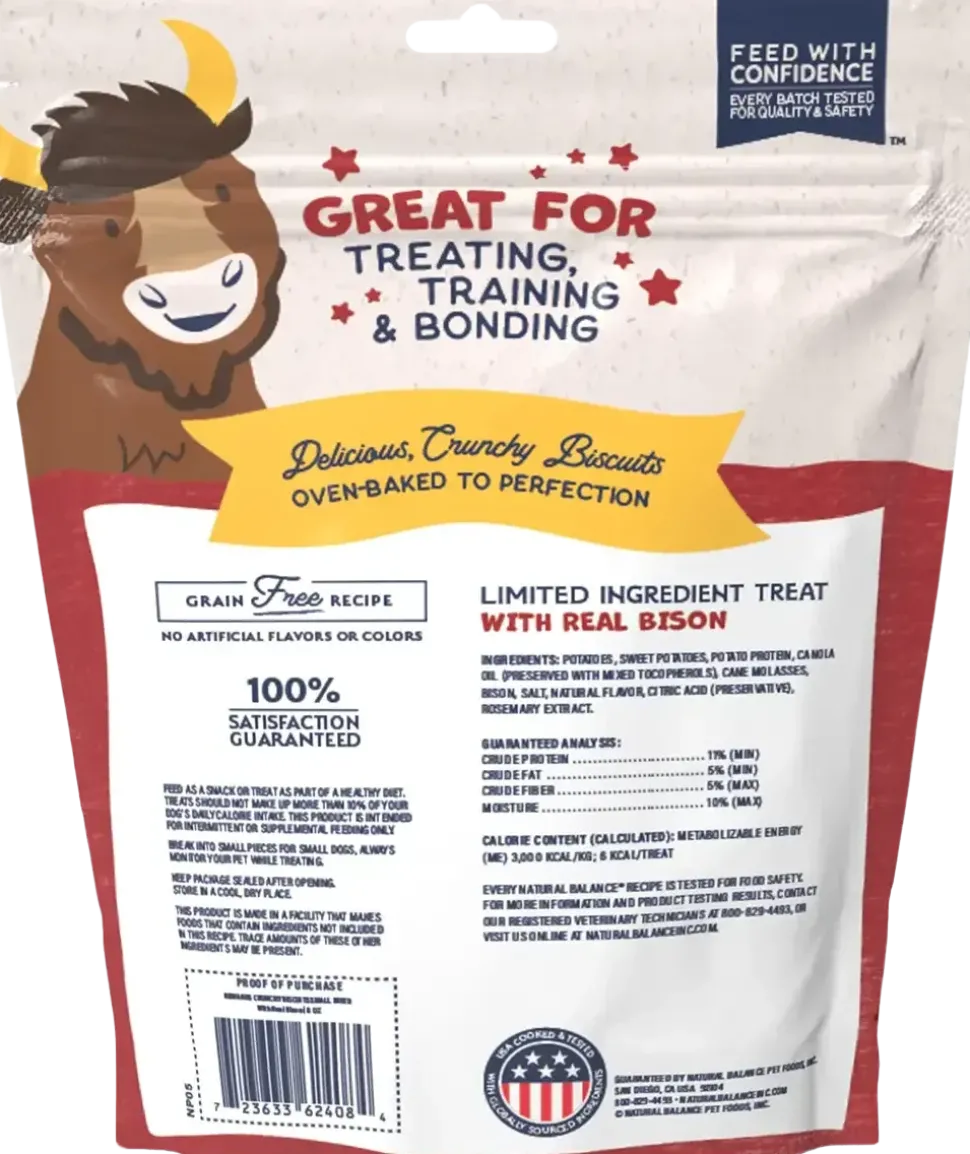 Natural Balance Pet Foods Rewards Bite-Size Crunchy Biscuits Small Breed Dog Treats Bison 8-oz
