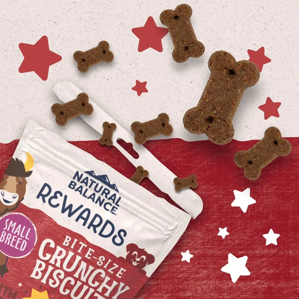 Natural Balance Pet Foods Rewards Bite-Size Crunchy Biscuits Small Breed Dog Treats Bison 8-oz