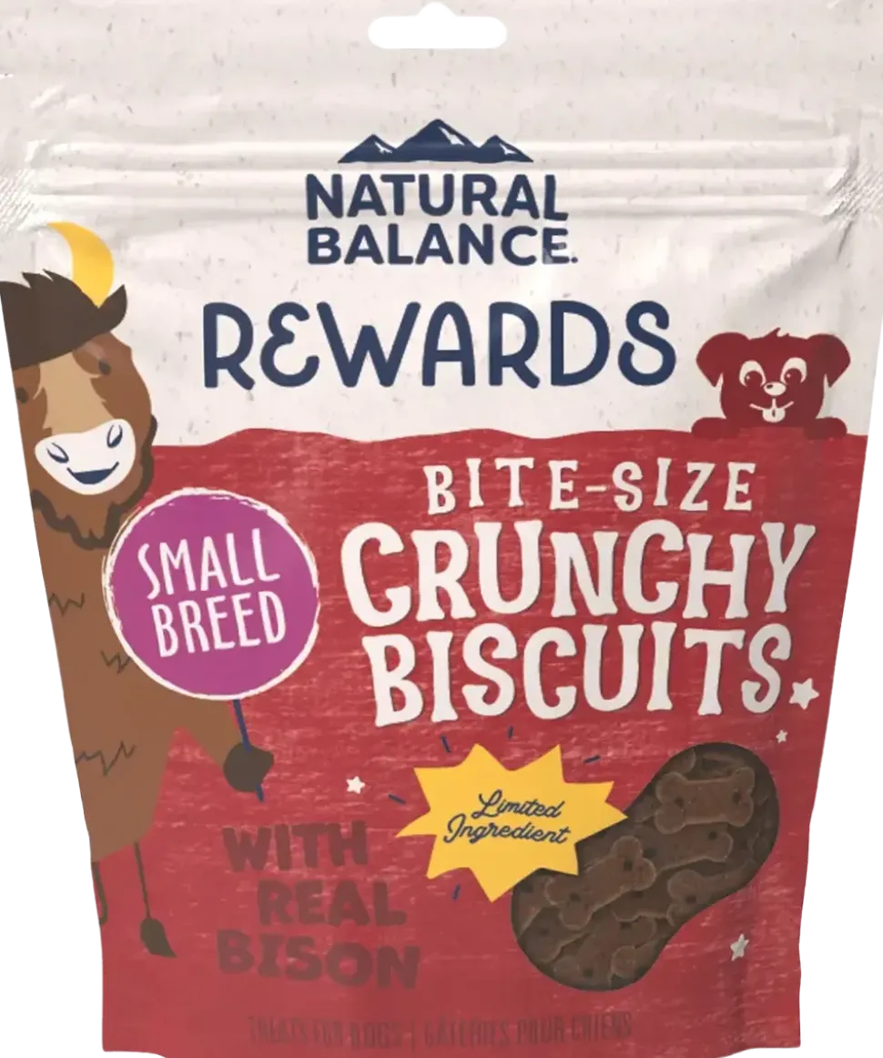 Natural Balance Pet Foods Rewards Bite-Size Crunchy Biscuits Small Breed Dog Treats Bison 8-oz