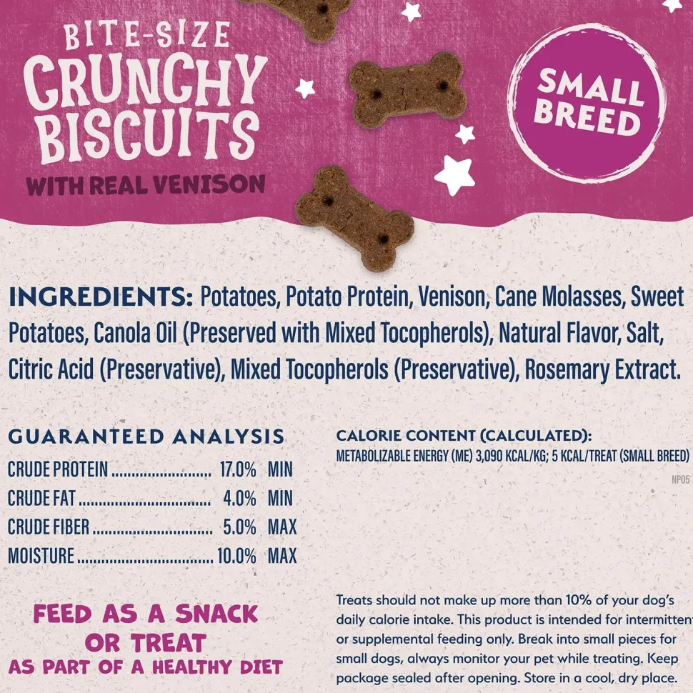 Natural Balance Pet Foods Rewards Bite-Size Crunchy Biscuits Small Breed Dog Treats Venison 8-oz