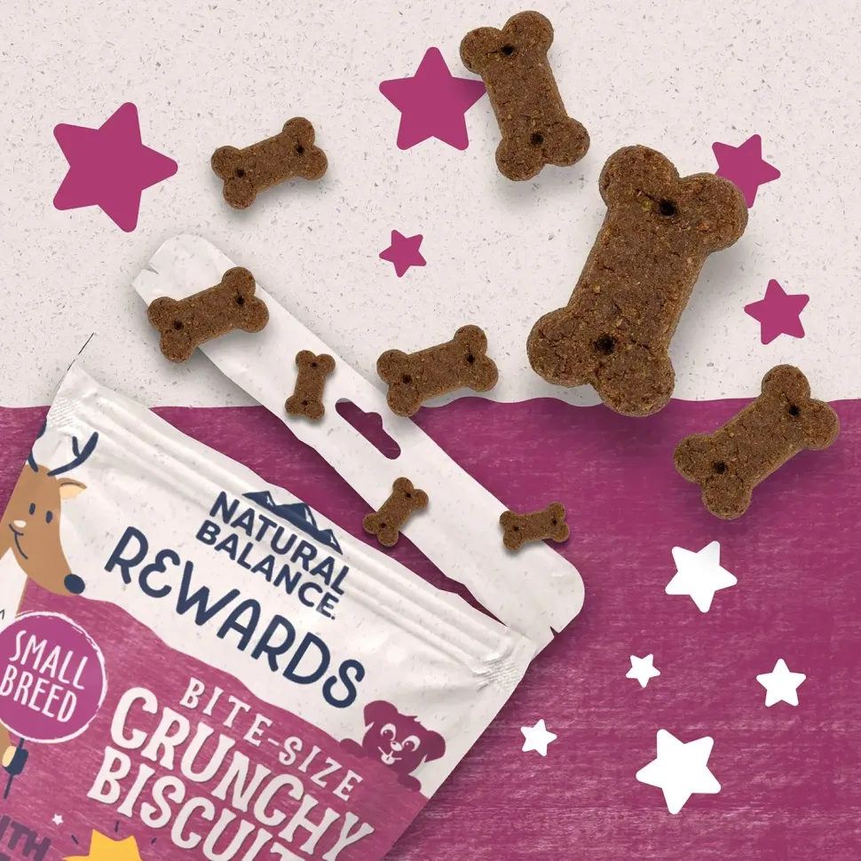 Natural Balance Pet Foods Rewards Bite-Size Crunchy Biscuits Small Breed Dog Treats Venison 8-oz