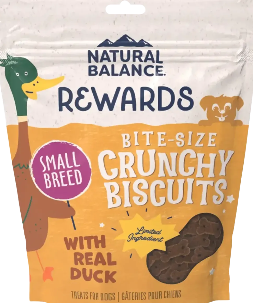 Natural Balance Pet Foods Rewards Bite-Size Crunchy Biscuits Small Breed Dog Treats Duck 8-oz