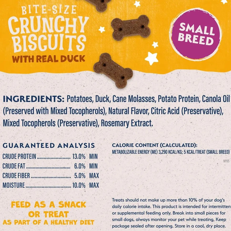 Natural Balance Pet Foods Rewards Bite-Size Crunchy Biscuits Small Breed Dog Treats Duck 8-oz
