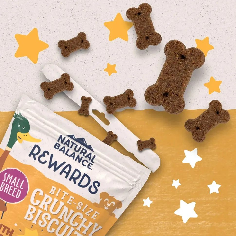 Natural Balance Pet Foods Rewards Bite-Size Crunchy Biscuits Small Breed Dog Treats Duck 8-oz